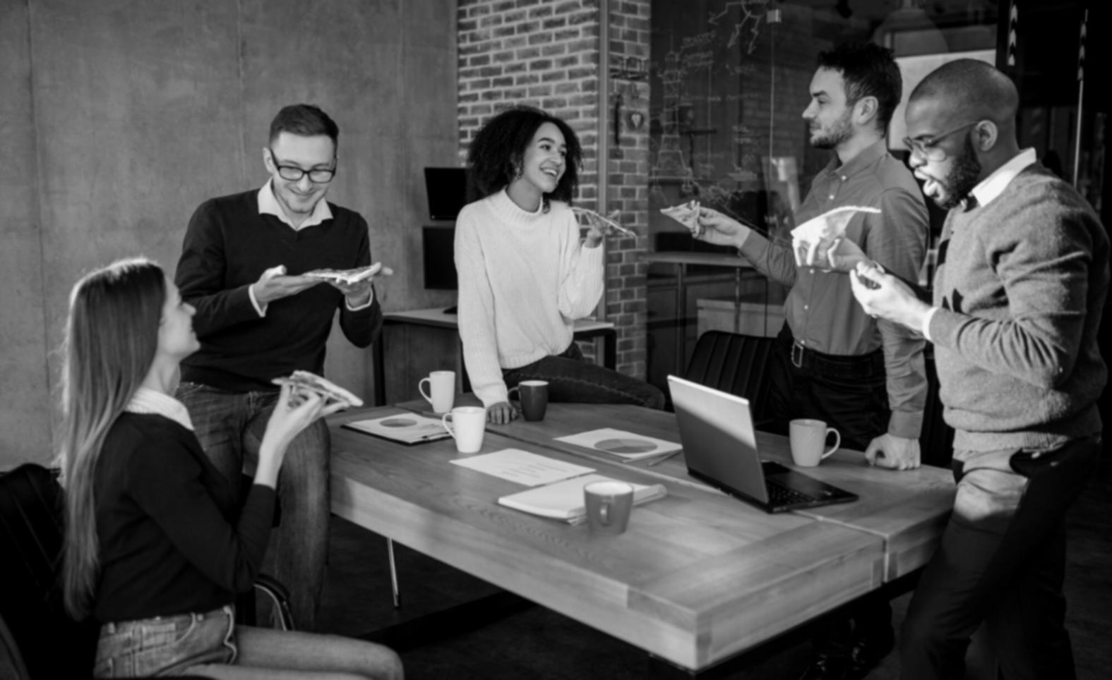Finance professionals collaborating in modern office environment